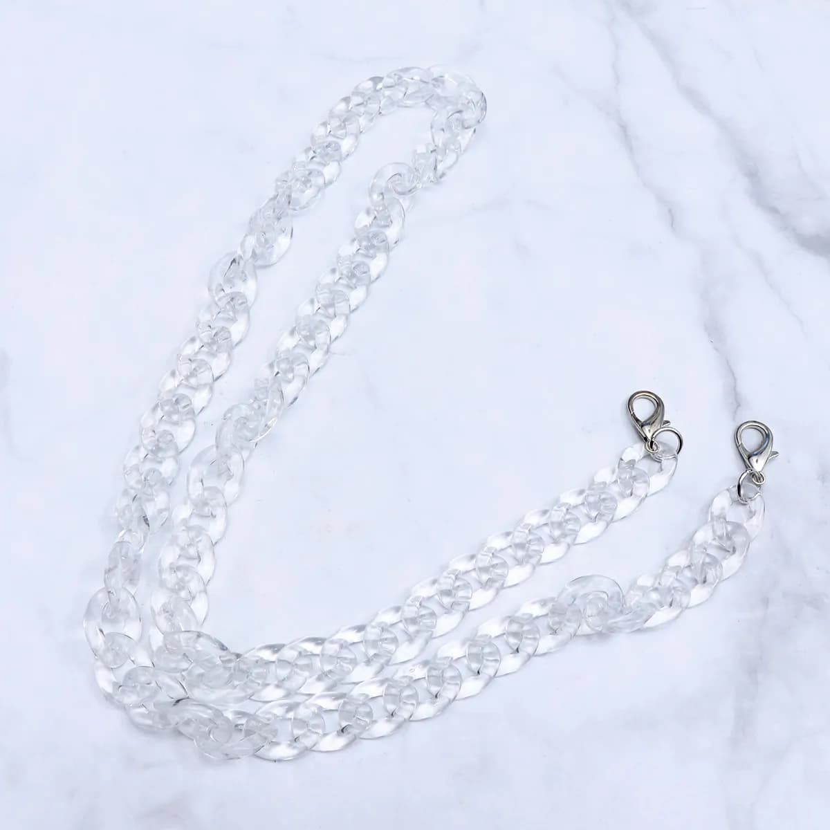 1 Piece Chain Belt in Resin with Big Fish Lisca Pattern, 120 cm, in Transparent Acrylic, for Women's Bag, Shoulder Strap, Fashion
