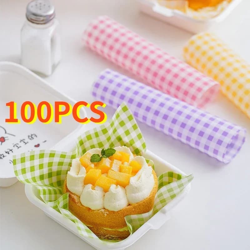 100 pezzi di carta cerata per alimenti carta cerata a prova di olio pane sandwich hamburger patatine fritte macarons imballaggio cucina strumento di cottura imballaggio arredamento