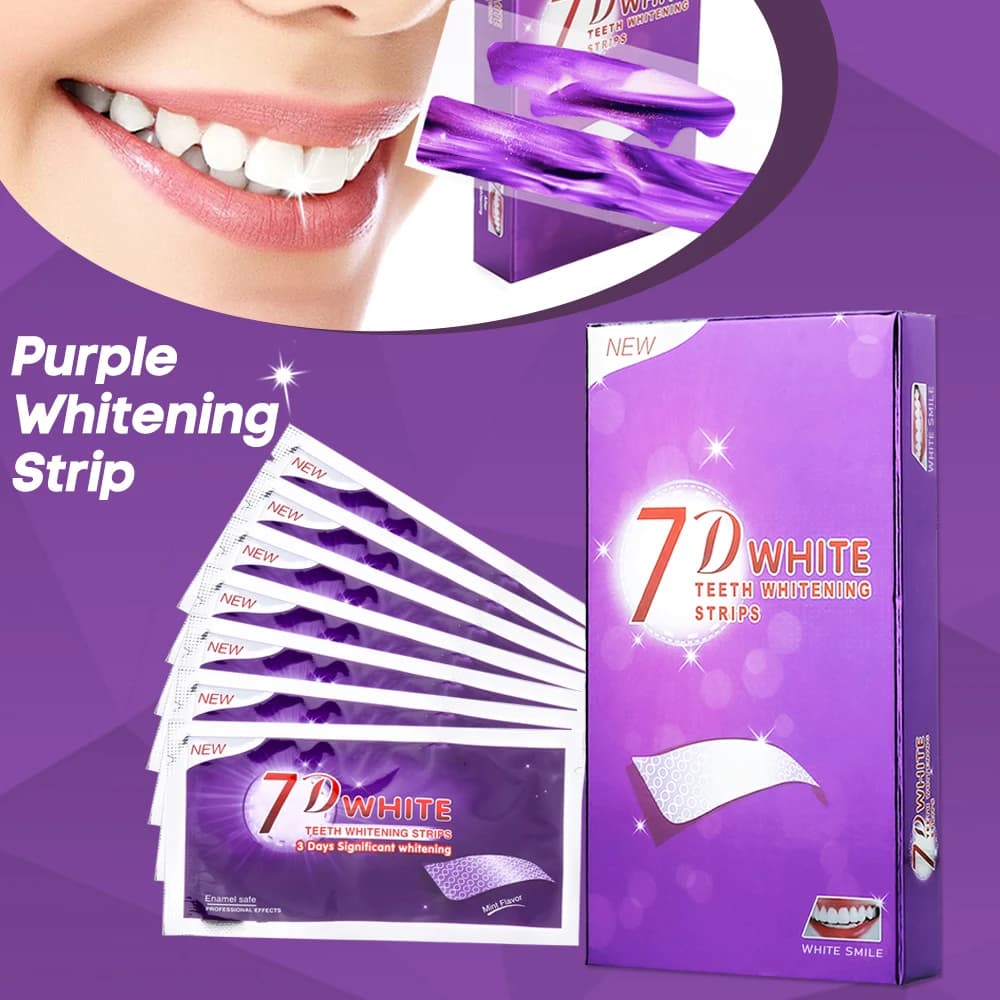 Purple Teeth Whitening Strip Nonsensitive Teeth Whitening Strip Color Corrector Instant Teeth Strip, Whiteest teeth at home