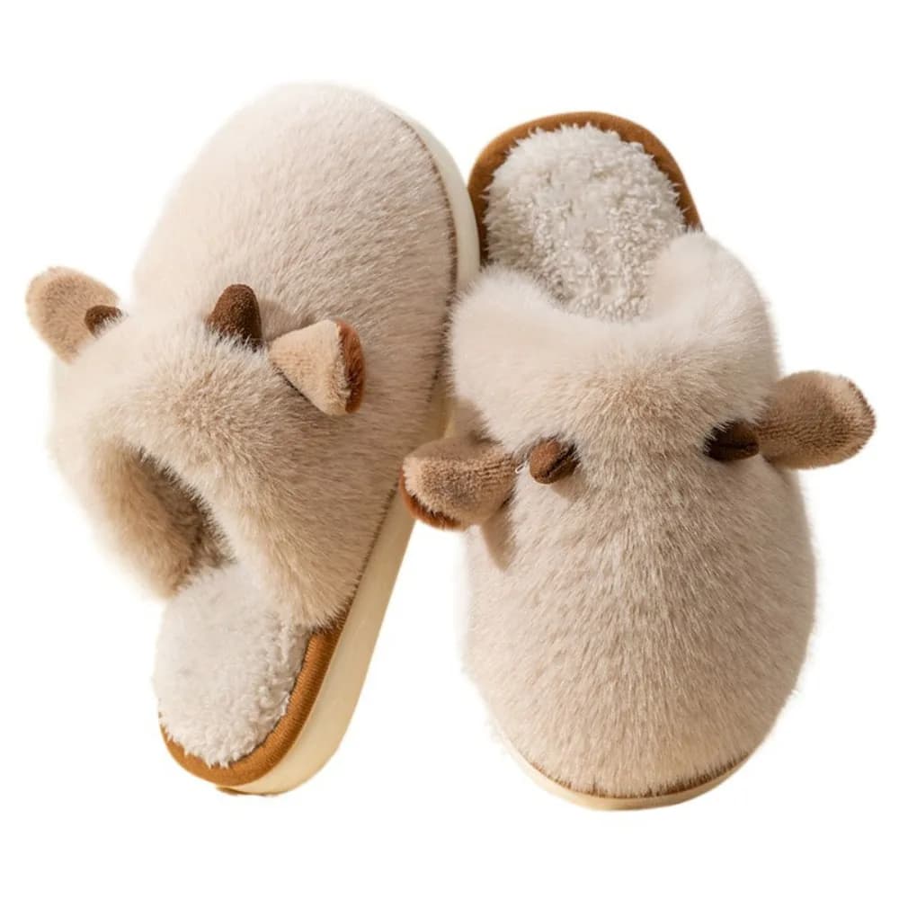 Pantofole di peluche antiscivolo per cartoni animati Pantofole di vitello pelose morbide e carine Kawaii Pantofole di peluche invernali silenziose per interni