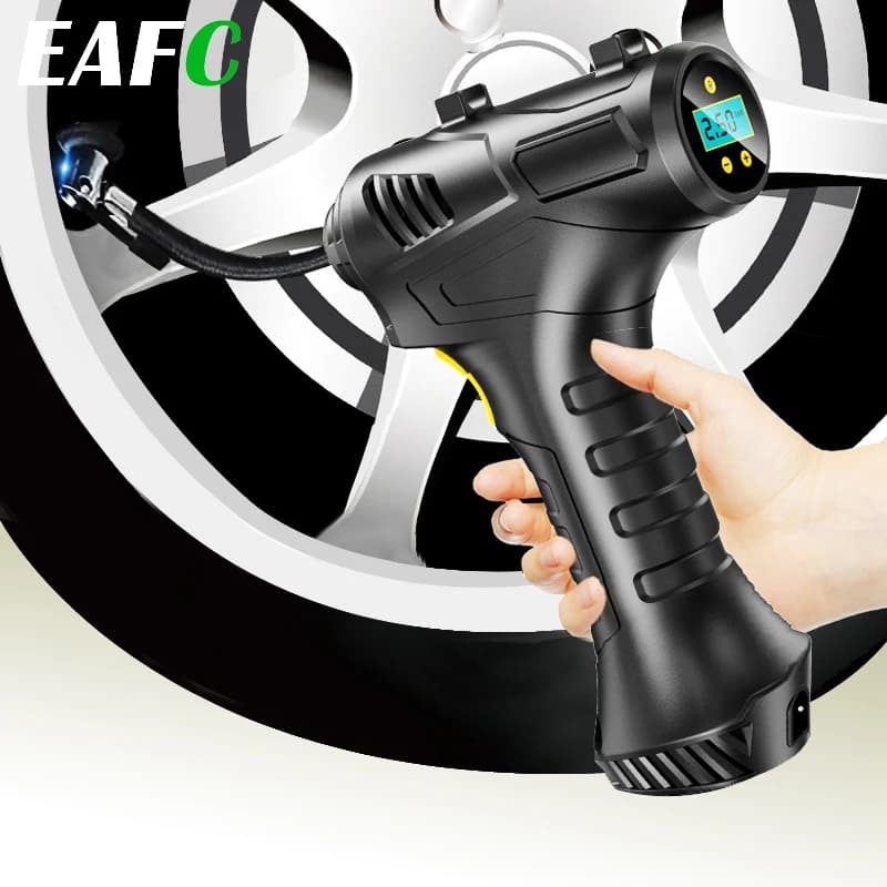 Compressore d'aria per auto Pompa gonfiabile wireless/cablata Pompa d'aria portatile Gonfiatore per pneumatici per auto Digitale 120W per palline per motociclette per auto