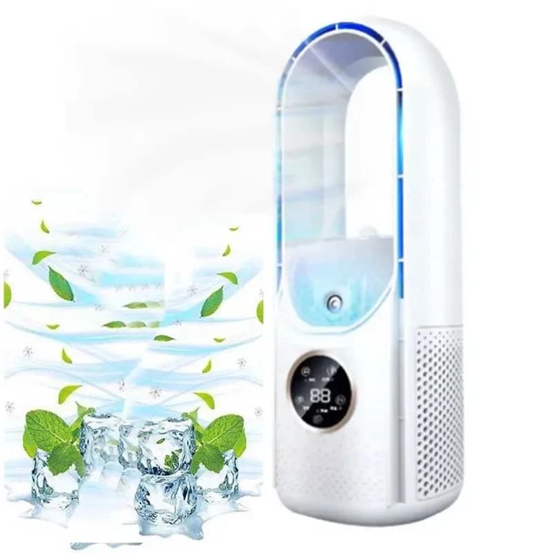 2026 New Bladeless Mist Fan USB Rechargeable Humidifying Cooling Fan Portable Mini Desktop Water Spray Fan For Home Dorm Office