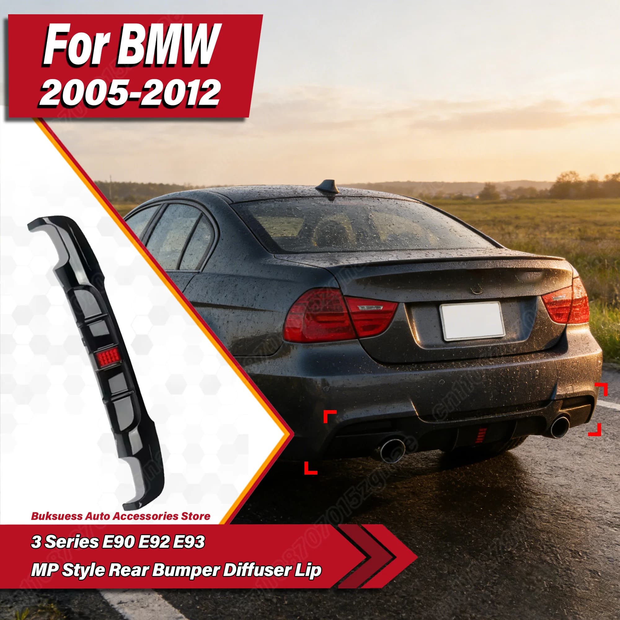 Carrozzeria Edit Kit for BMW 3 Series E90 E92 E93 2005-2012, Rear Diffuser MP Style