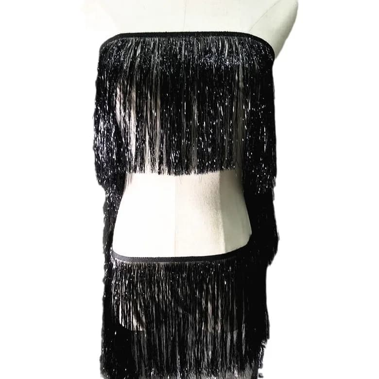 20 cm filo di seta lucido nappa pizzo latino accessori di abbigliamento da palcoscenico tenda fai da te tessuto abito materiale