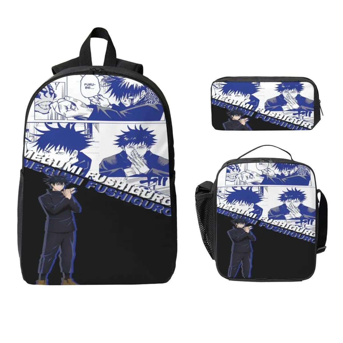 Jujutsus Kaisens Kids Backpack Lunch Box Pencil Boxes for Boys Girls Preschool Backpacks Lightweight School bag Bookbag Set