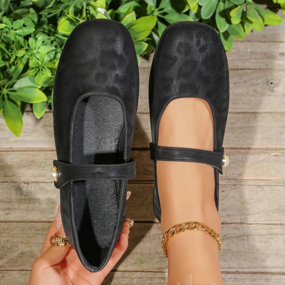 Scarpe basse casual da donna nuove Punta tonda Taglia grande 43 Scarpe da donna Retro francese Mary Jane Dress Scarpe piatte solide e comode