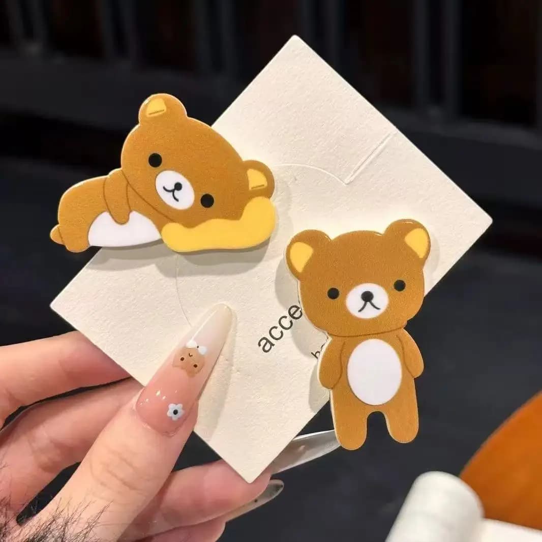 2 fermagli per capelli Rilakkuma, fermagli per capelli in acrilico con orsetto carino per ragazze, accessori per capelli anime kawaii