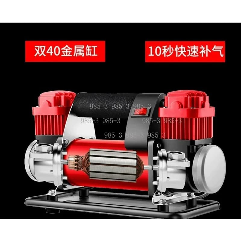 Compressore d'Aria per Auto a Doppio Cilindro Interamente in Metallo, Pompa Portatile Automatica ad Alta Pressione 12V per Gonfiaggio Rapido Pneumatici