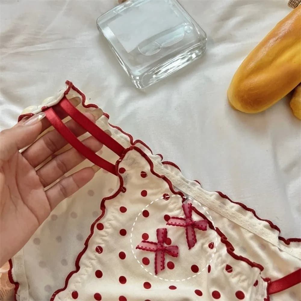 Underpants Modal Polka Dot Panties Elastic Strappy Sweet Bow Briefs Soft Cute Women Underwear Girls