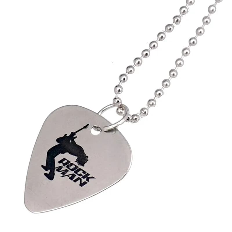 4 Pezzi Collana con Ciondolo a Forma di Plettro per Chitarra in Acciaio Inossidabile, Spessore 0,5 mm, Accessori per Chitarra Heavy Metal