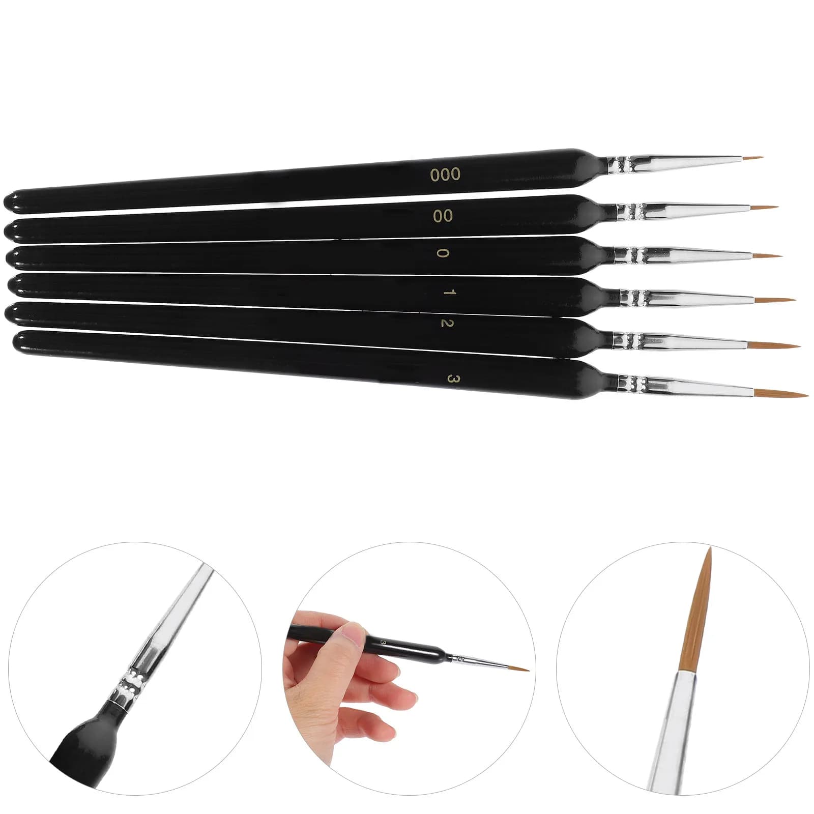 6Pcs Chinese Calligraphy Brush Set Traditional Ink Brush for Beginners Fine Tip Line Drawing Painting Writing Artistic Creation