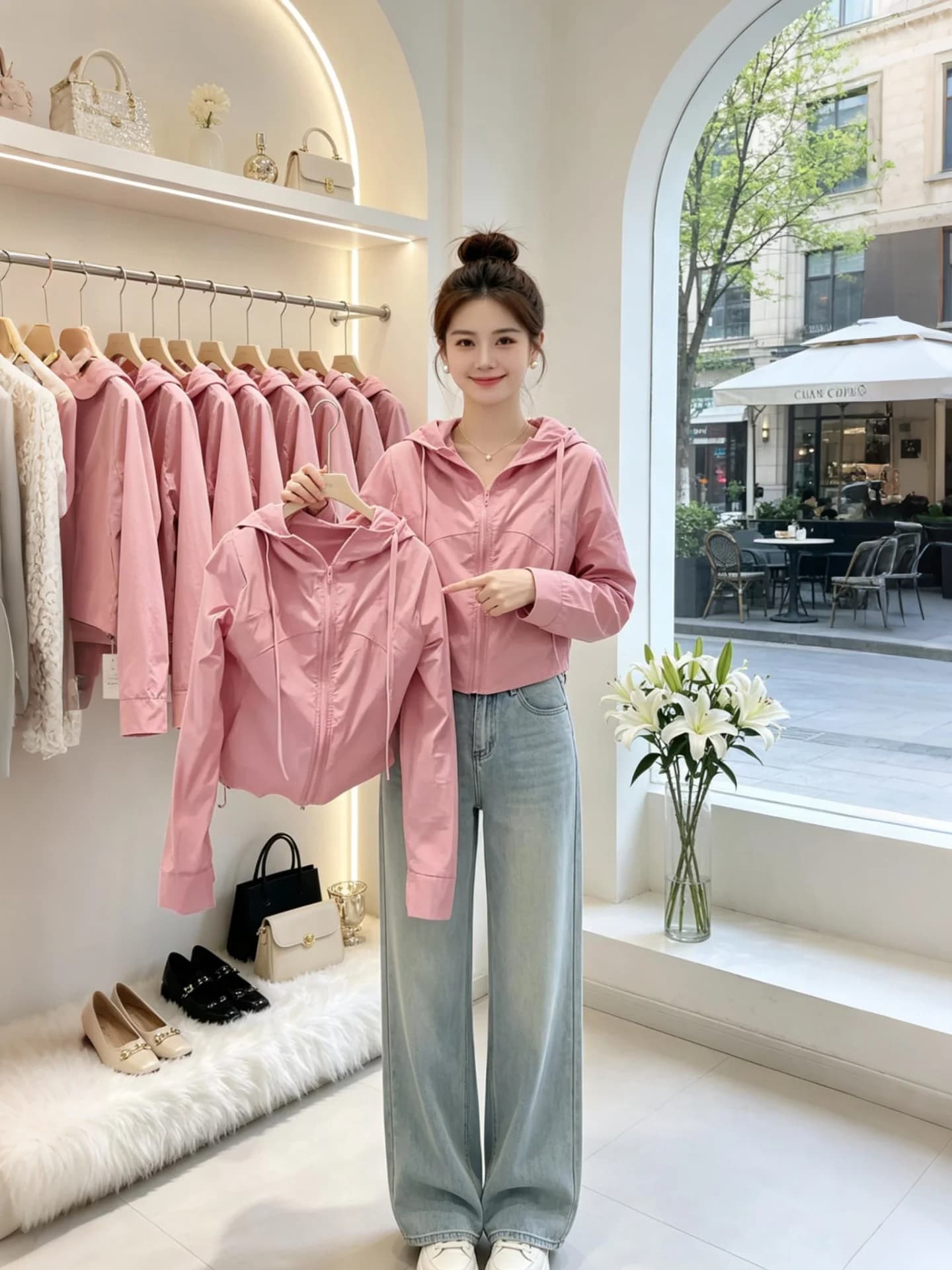 Daily Commute Slimming Long Sleeve UV Protection Women's Summer New Simple Color Hooded Jacket Casual Loose Fit Zipper