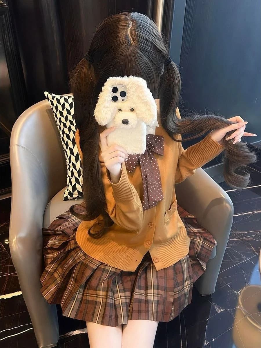 Nuovo Set Autunno Inverno JK: Maglione a Maniche Lunghe Lavorato a Maglia e Gonna Corta a Strati Stile Anime - Outfit Moda Donna