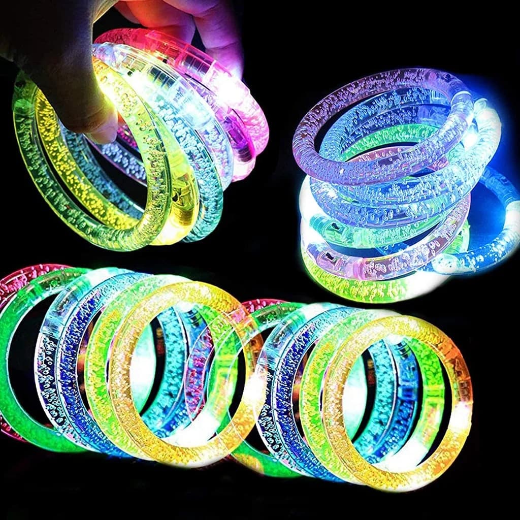 Braccialetti LED da 10 pezzi Braccialetti luminosi che si illuminano al buio Bastoncini luminosi Bracciale rigido luminoso a LED Forniture per feste di nozze al neon
