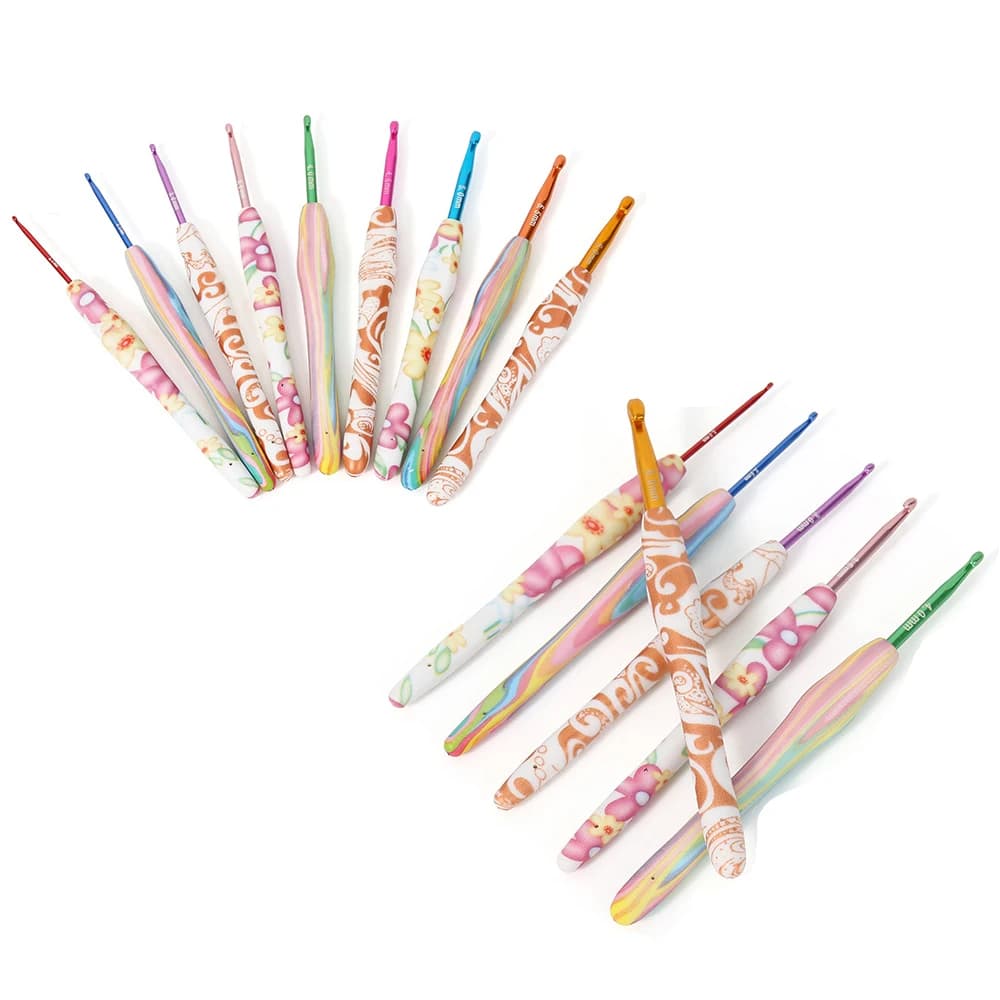 9 pz/set Colorato TPR Uncinetto Set Ferri Da Maglia Strumento Manico Morbido Ergonomico Uncinetti per FAI DA TE Tessuto Maglione e Cucire
