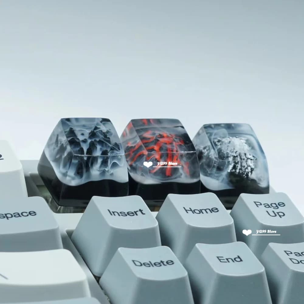 Keycaps tastiera meccanica scenario naturale vulcano/valle/montagna Fuji Snow mountain Keycap portachiavi retroilluminato in resina fatto a mano