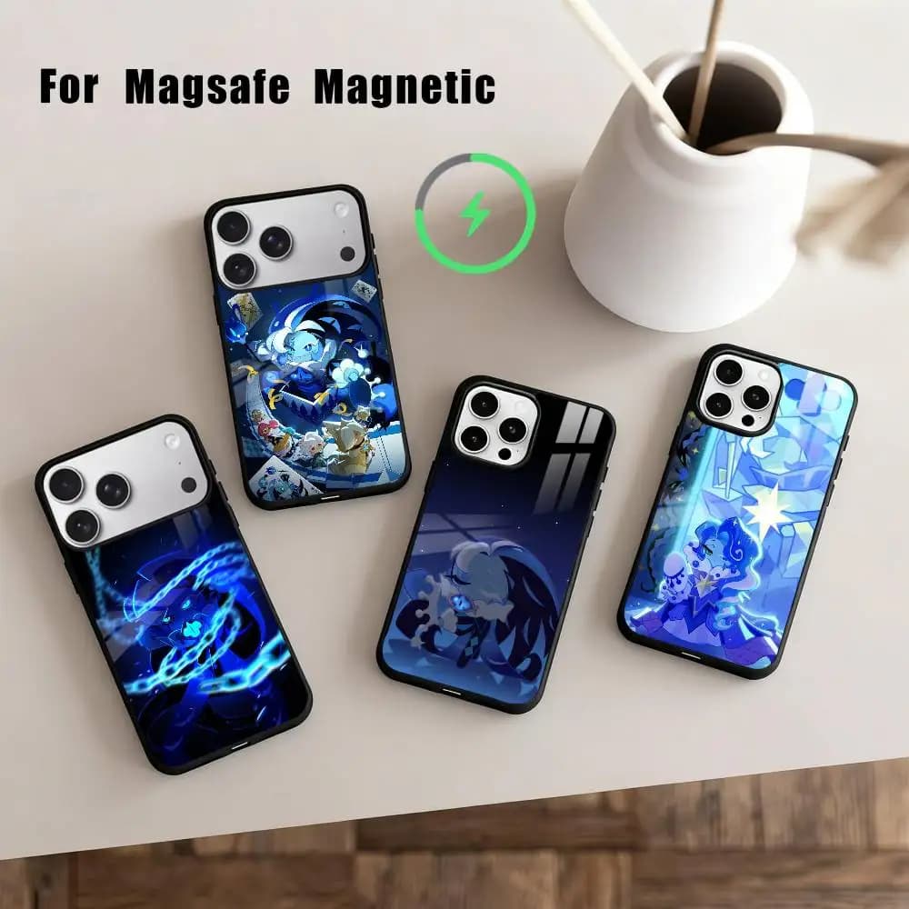 Custodia per telefono S-Shadow M-Milk C-Cookie R-Run per iPhone 17, 16, 15, 14, 13, 12, Plus, Pro, Max con ricarica wireless magnetica MagSafe