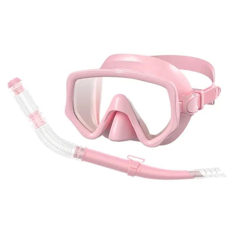 Dry Top Snorkel for Adults Anti-Fog Panoramic View Scuba Face Cover with Nose Pipe Silicone Swimming Equipment Set for Water Sports