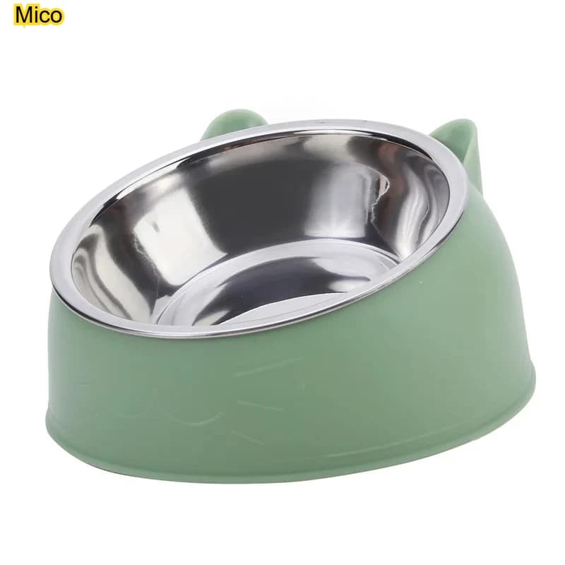 1pcs Cat Bowl Creative Inclined Kitten Puppy Food Feeding Bowls Stainless Steel Cats Drinking Feeder Pet Dogs Cats Feeders