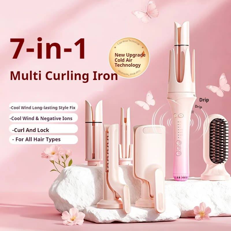 Multi-functional automatic curling iron, rotating curler, cold air setting, ceramic coating, hair style for women and girls, gift