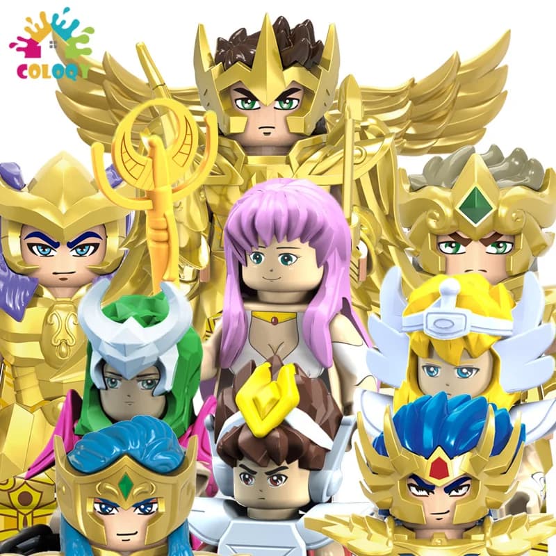 Giocattoli per bambini 6 pz/lotto Comic Cartoon Golden Saint Building Blocks Seiya Athena Mini Action Figures Giocattoli Per I Bambini Regali Di Natale