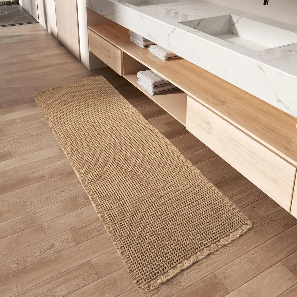 Tappetino da Bagno Antiscivolo Super Assorbente, Lavabile con Nappe, Perfetto per Corridoio, Camera da Letto, Lavanderia, Marrone, 24x72