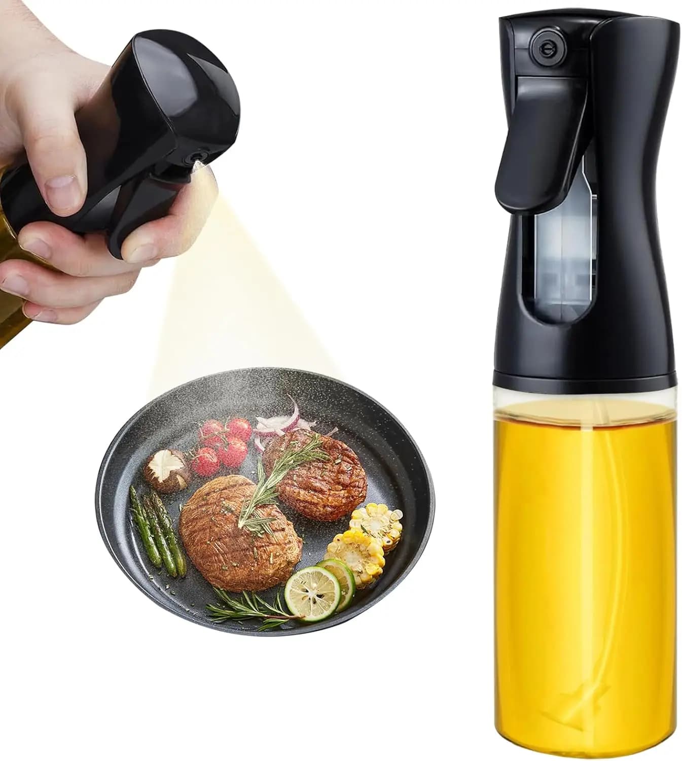 Spruzzatore di olio per cucinare, spruzzatore di olio d'oliva da 300 ml, spruzzatore di olio per friggitrice ad aria, insalata, barbecue, arrostire
