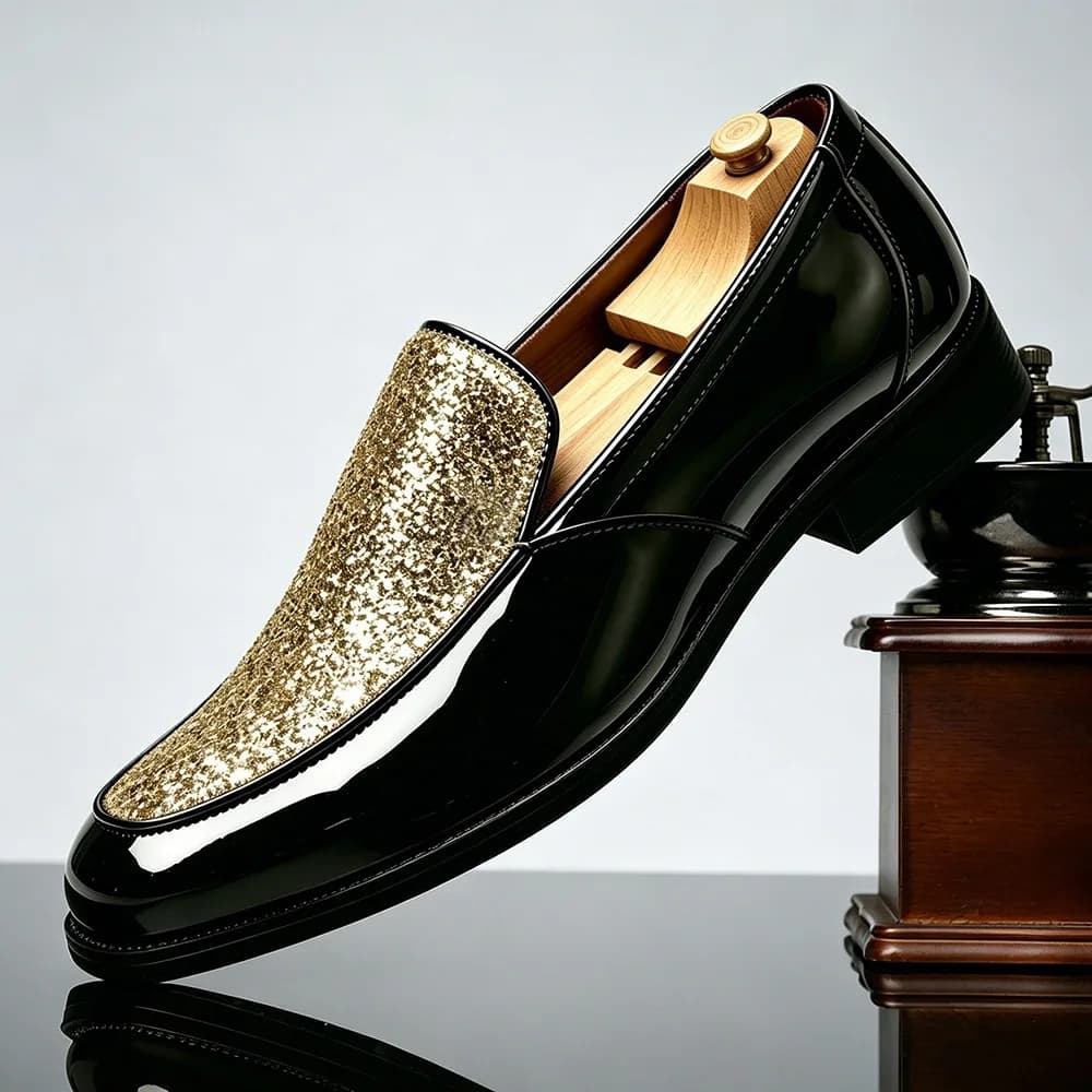 Scarpe eleganti da uomo in pelle verniciata, mocassini casual e formali, scarpe da uomo firmate, scarpe da cerimonia, mocassini da uomo