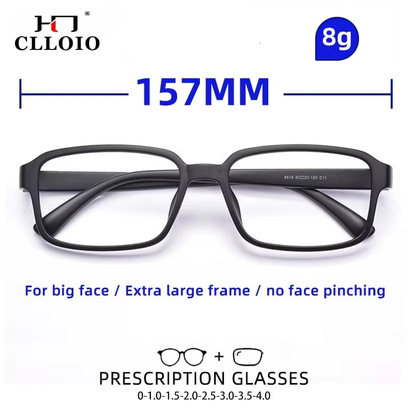CLLOIO Ultralight Oversized Frame Reading Glasses Anti Blue Light Myopia Customization Prescription Glasses for Big Faced Man
