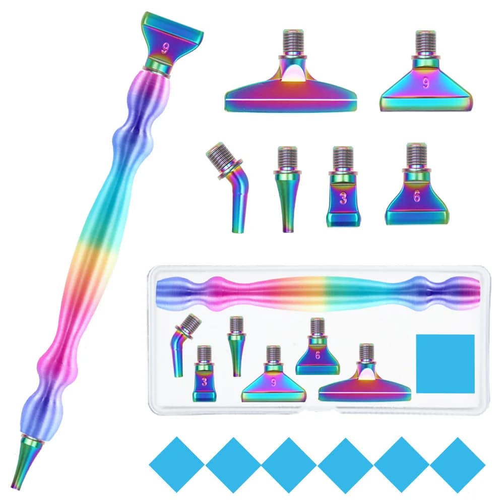 5D Diamond Painting Pen Set, Premium Resin Diamond Art Tool Kit with 6 Replaceable Nibs & Multi-Functional DIY Accessories