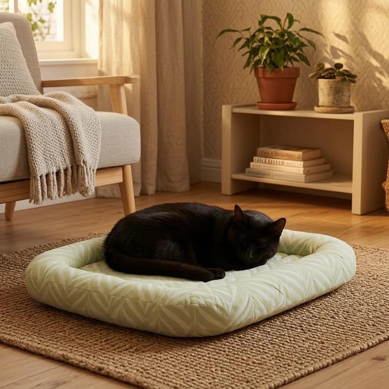 Raised Border Pet Mat Soft Textile Quilted Pet Mat Sleeping Pad Silky Breathable for Pets