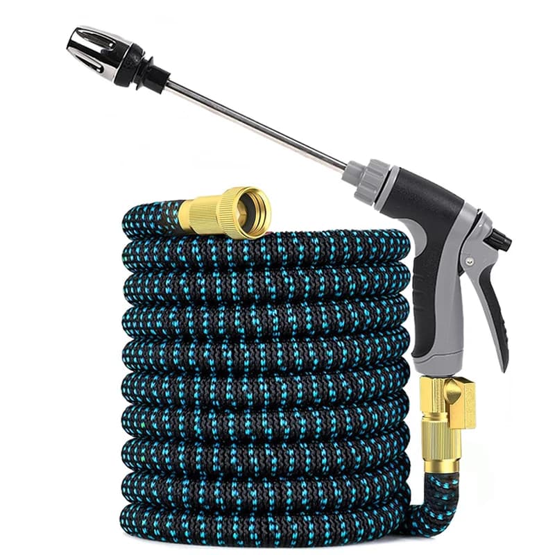 High Pressure Expandable Garden Water Hose with Double Metal Connector Magic Flexi Pipe for Irrigation Car Wash And Farm Use