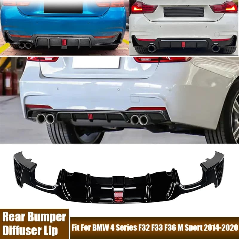 For BMW 4 Series F32 F33 F36 M Sport 2014-2020 Car Rear Bumper Diffuser Lip Spoiler Cover Modification Accessories With Light