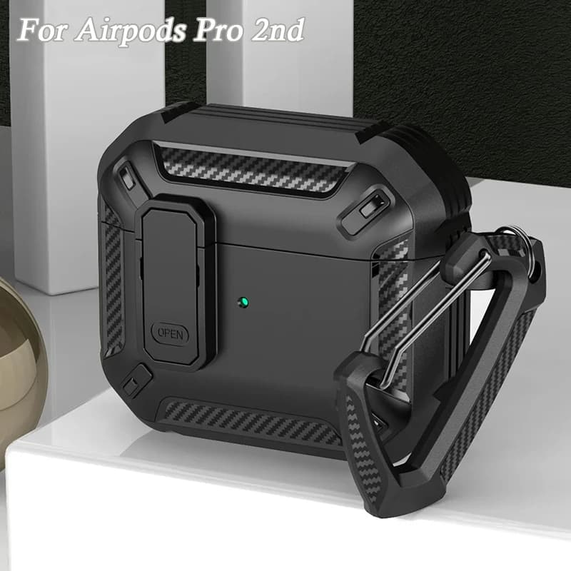 Custodia per auricolari per Airpods Pro 1a 2a generazione Custodia con blocco interruttore Custodia antiurto per Apple Air Pods 3 2 1 Custodie con portachiavi