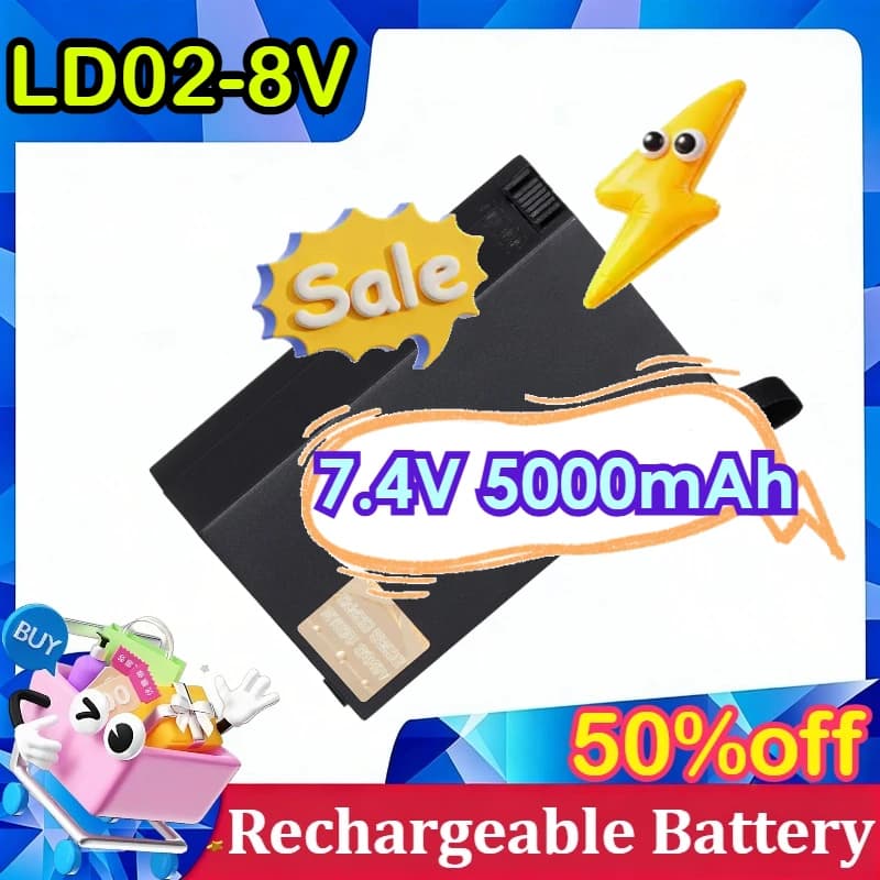 Batteria Ricaricabile LD02-8V 7.4V 5000mAh per Serratura Intelligente con Impronta Digitale, Serratura di Sicurezza per Porta di Casa