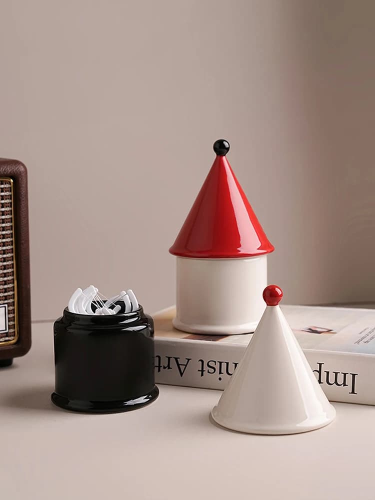 Creativo Portaoggetti in Ceramica Stile Memphis Mid-Century, Porta Bastoncini e Stuzzicadenti di Lusso per Arredamento Casa e Sala da Pranzo
