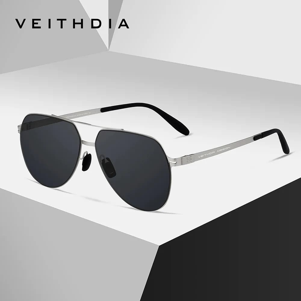 Occhiali da Sole VEITHDIA Nuovo Stile, Lenti Polarizzate UV400 in Nylon, Montatura in Acciaio Inossidabile, Occhiali Sportivi da Esterno VS8215