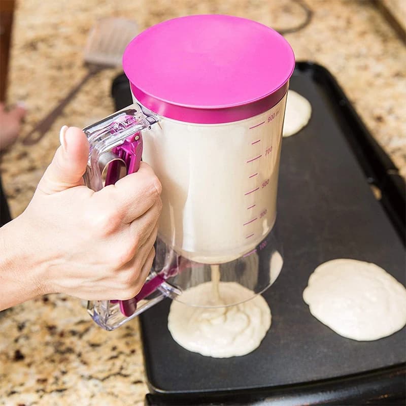 Dispenser per impasto per pancake da 1 tazza (900 ml) con etichetta graduata, per pancake, cupcake, biscotti e crema