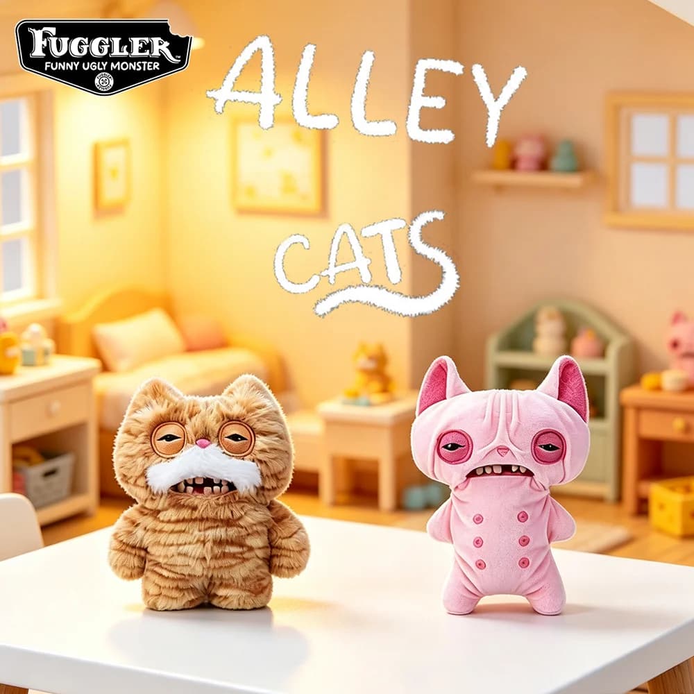 Fuggler Dark Alley Night Cat Collection Plush Doll Funny Ugly Cute Teeth Monster Soft Stuffed Toy Kids Birthday Gift
