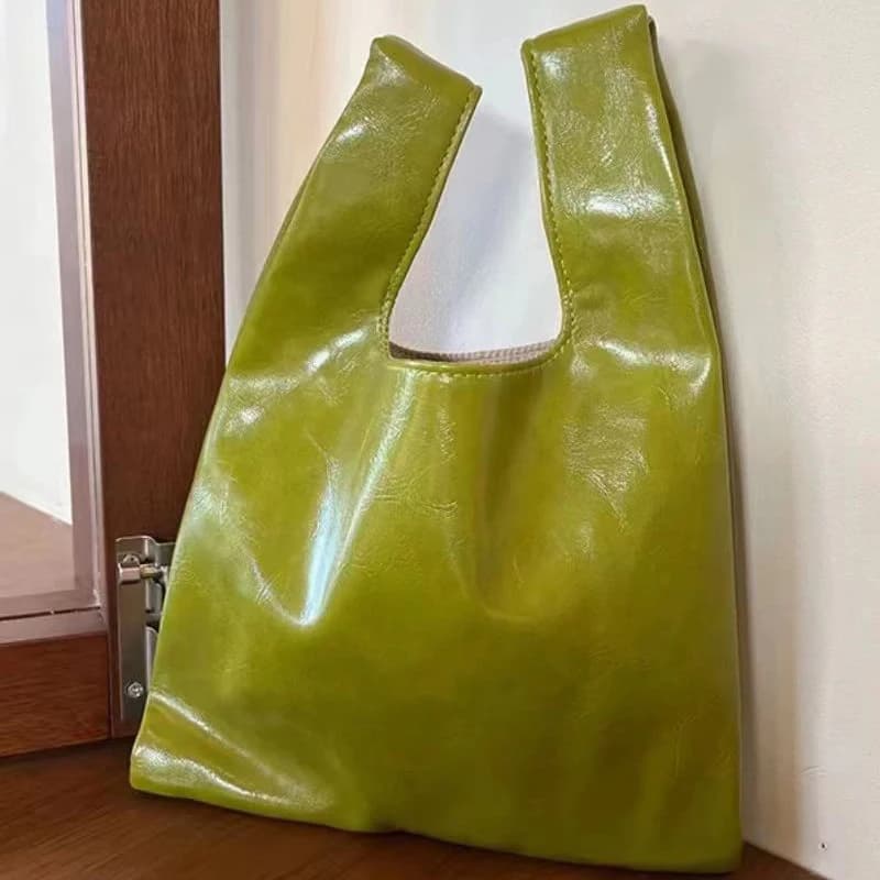 Mini borsa compatta verde senape, borsa da donna in tinta unita da donna Parigi, portafoglio in PU, borsa da sera leggera e carina