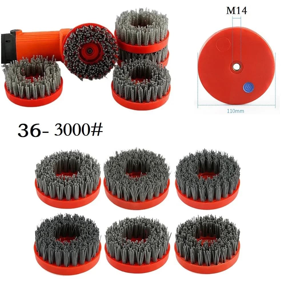 1PC 4 pollici circolare spazzola abrasiva antica pietra granito lucidatura pulizia M14 utensili abrasivi spazzola in nylon