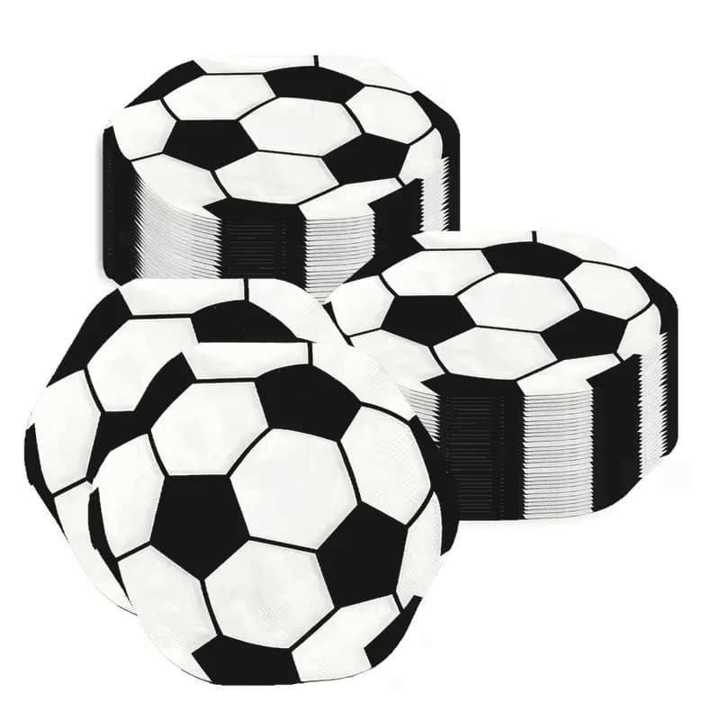 20 pezzi di tovaglioli a forma di pallone da calcio, stoviglie usa e getta per feste a tema calcio, per bambini, ragazzi, decorazioni per feste di compleanno sportive