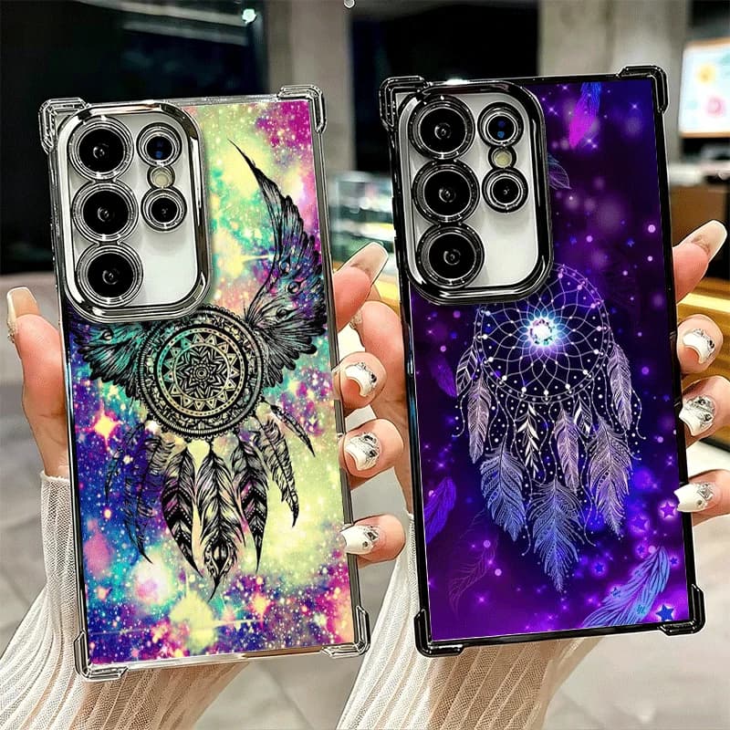 Mandala Dreamcatcher Plating Phone Case For Samsung Galaxy S25 S26 Edge S24 S23 Ultra S22 S21 Plus S20 FE Anti-Fall Protection C