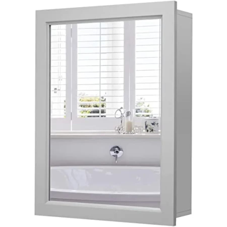 Armadietto da Bagno con Specchio, Mobile a Specchio da Parete con Ripiano Regolabile, Organizzatore per Bagno