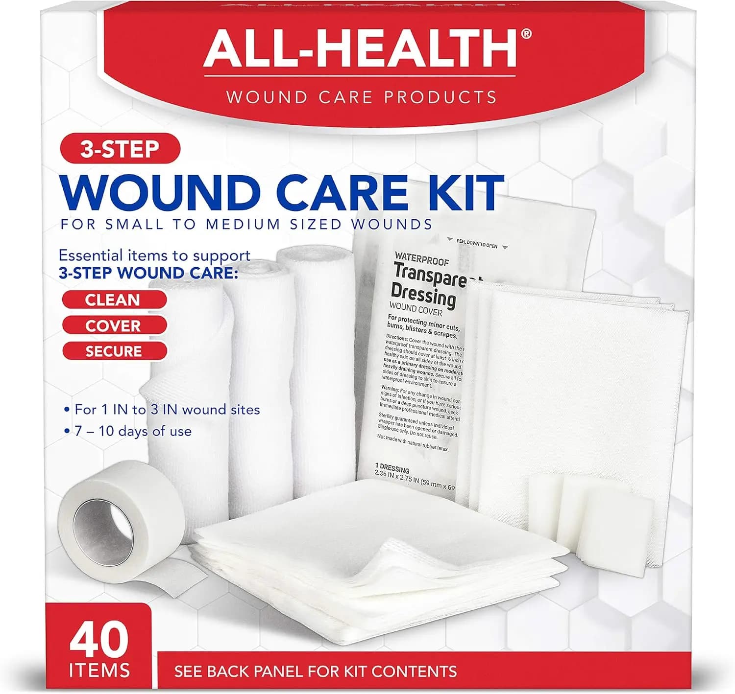 Kit per la cura delle ferite da 40 pezzi per lesioni minori, forniture di primo soccorso per casa, auto, campeggio ed escursionismo