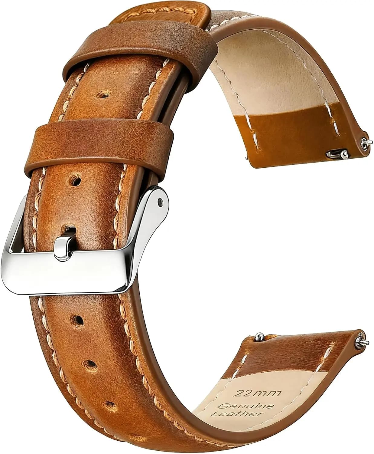 Leather Watch Straps - 18mm, 20mm, 22mm with Quick Hook for Men and Women