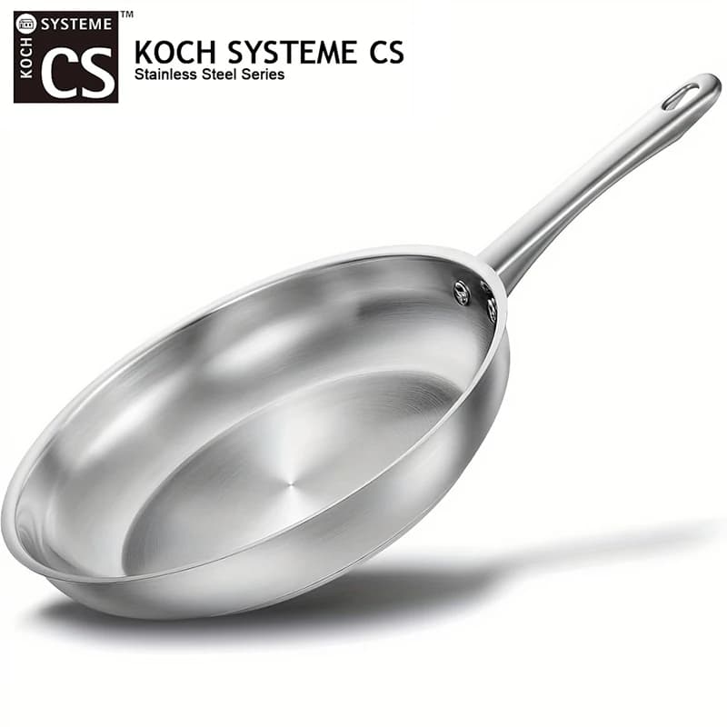 KOCH SYSTEME CS Padella da 8 Pollici in Acciaio Inossidabile per Cucina Professionale, Padella Non Rivestita per Bistecche e Omelette, Adatta all'Induzione