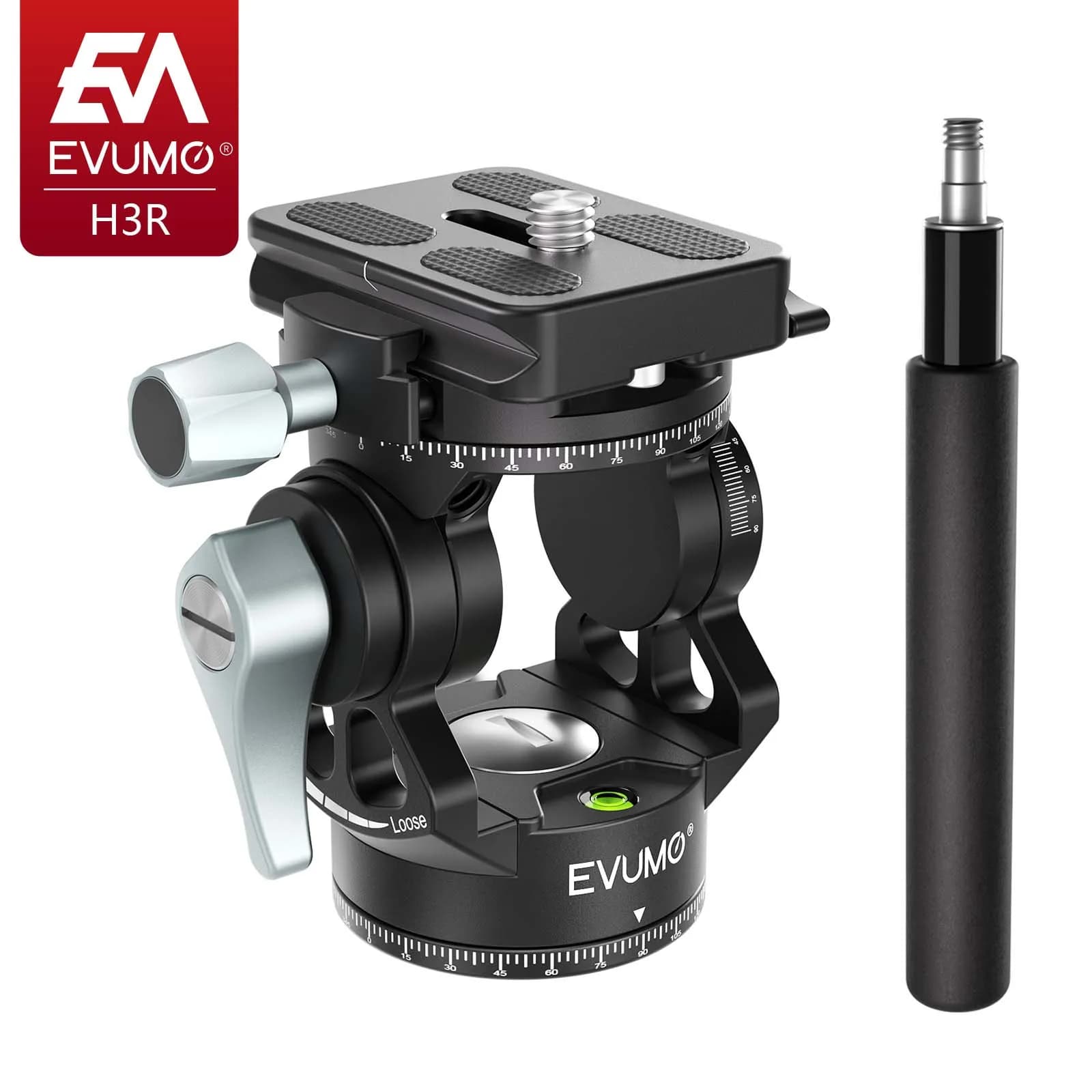 Mini testa per treppiede Testa video per fotocamera panoramica leggera per treppiede Supporto monopiede Piastra a sgancio rapido Arca Swiss per fotocamera Dslr