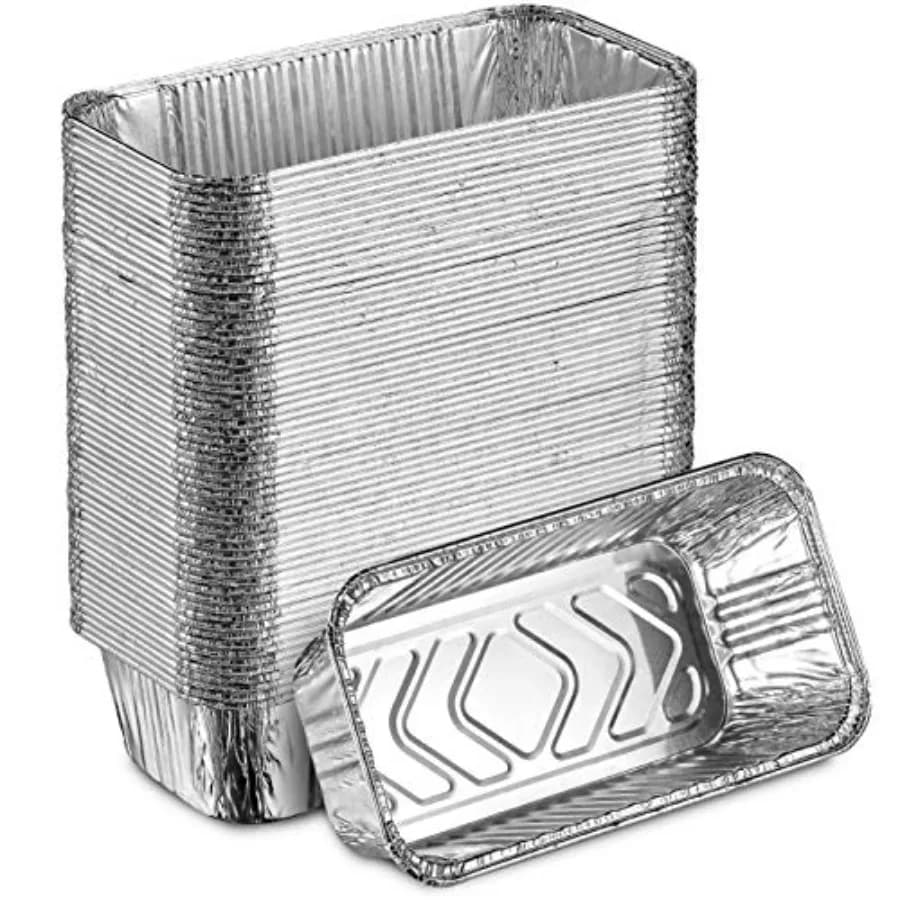 Teglie monouso in alluminio per pane, profonde, formato standard 8,5 x 4,5, contenitori in alluminio extra spessi per cottura, conservazione alimenti e asporto.