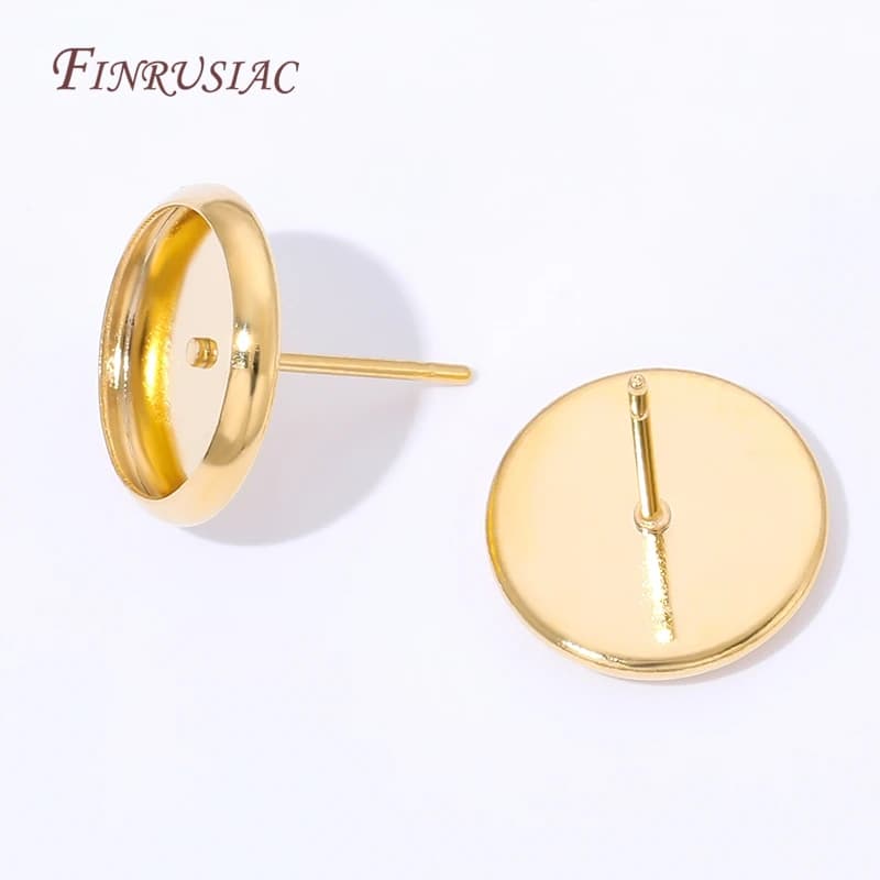 8mm, 10mm, 12mm, 8mm, 18K Gold Plated Pin Earrings Base, Brass Empty Base for Make Your Earrings, DIY Earrings Making Accessories